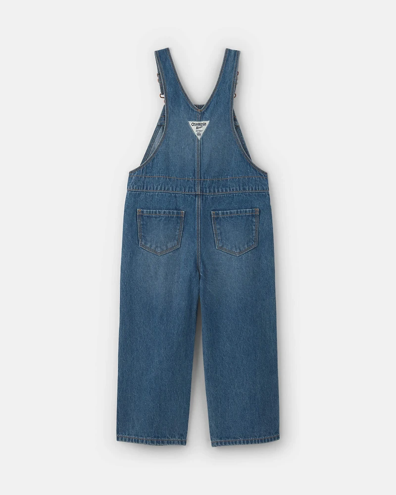 Toddler Girl Wide-Leg Overalls - Medium Wash