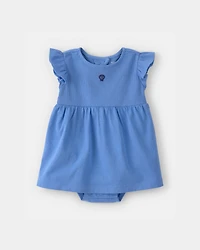 Baby Girl Seashell Short-Sleeve Bodysuit Dress - Blue