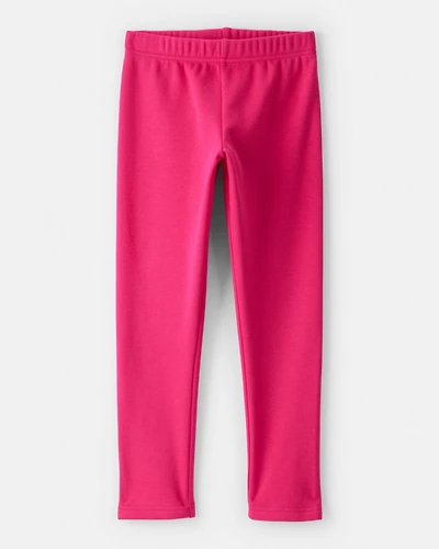 Girls Cozy Fleece Pull-On Stretch Leggings - Pink