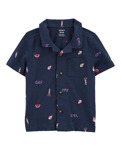 Toddler 4th Of July Icons Button-Down Shirt