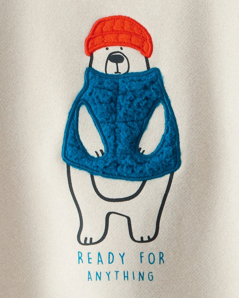Baby Boy DayDream Fleece Bear Pullover Sweatshirt - Cream