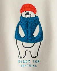 Baby Boy DayDream Fleece Bear Pullover Sweatshirt - Cream