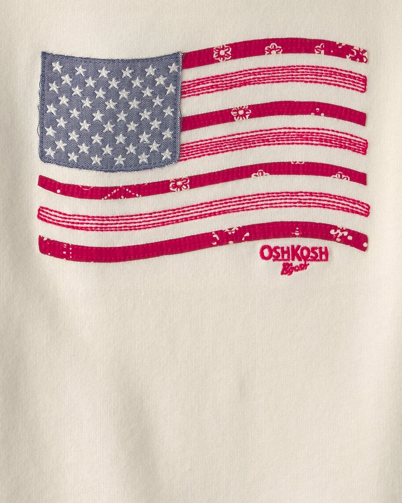 Toddler American Flag French Terry Pullover Sweatshirt - Cream