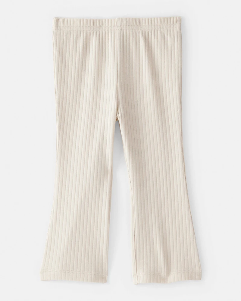 Baby Girl Rib Pull-On Stretch Flare Leggings - Cream