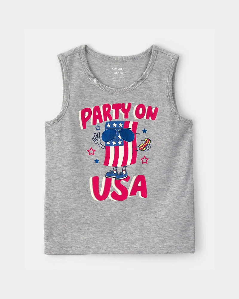Toddler Boy USA Graphic Tank - Grey