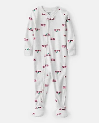 Baby Boy Train Print Cotton Long-Sleeve Snug Fit 1-Piece Pajamas - Grey