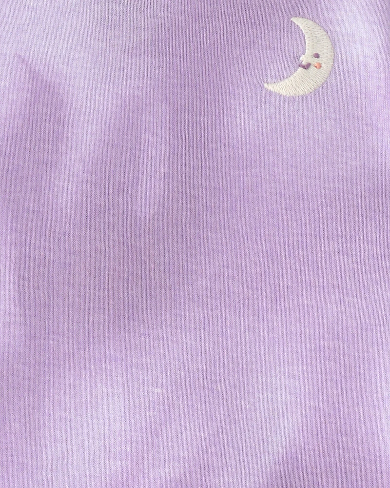 Toddler Girl Space Constellation Tie-Dye 100% Cotton Snug Fit 4-Piece Pajama Set - Purple