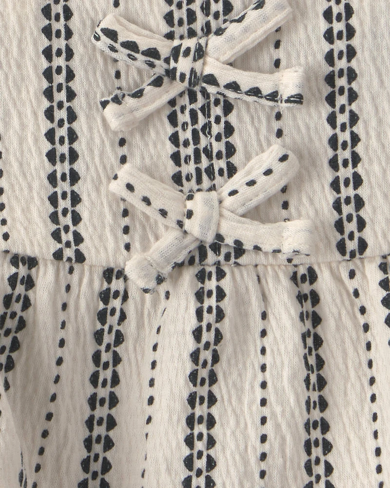 Baby Girl 2-Piece StripedTop & Short Set - Black/Ivory