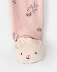 Toddler Girl Easter Bunny 100% Cotton Snug Fit 1-Piece Pajama Set - Pink