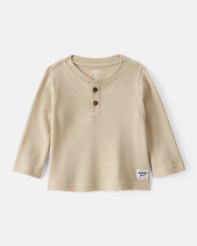 Baby Boy Long-Sleeve Henley Shirt - Tan