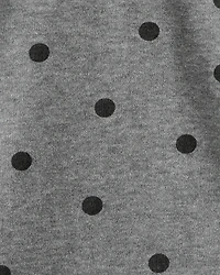 Baby Girl Flutter-Sleeve Polka Dot Long-Sleeve Top - Grey