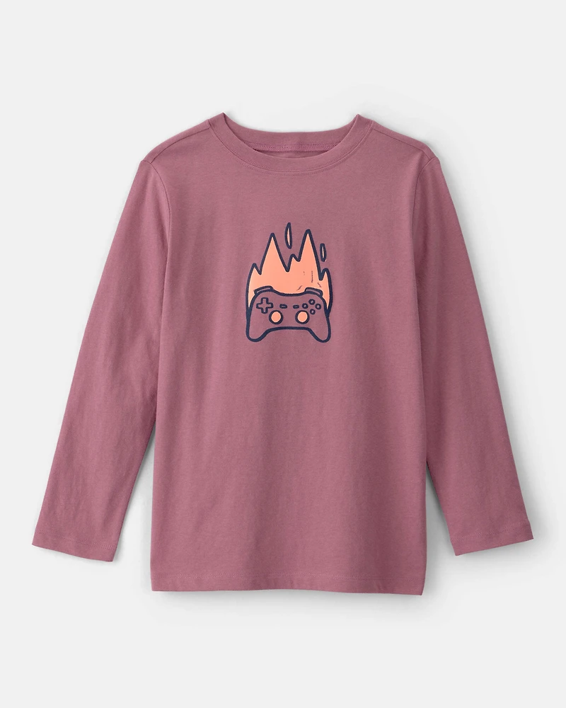 Boys Game Controller Long-Sleeve Graphic Tee - Red