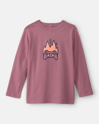Boys Game Controller Long-Sleeve Graphic Tee - Red