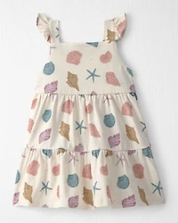 Baby Girl Organic Cotton Tiered Dress in Seashells