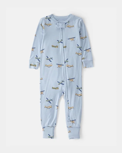 Toddler Boy Plane PurelySoft 1-Piece Pajama - Blue