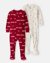 Toddler 2-Pack Christmas Cotton Snug Fit 1-Piece Pajamas - Red/White