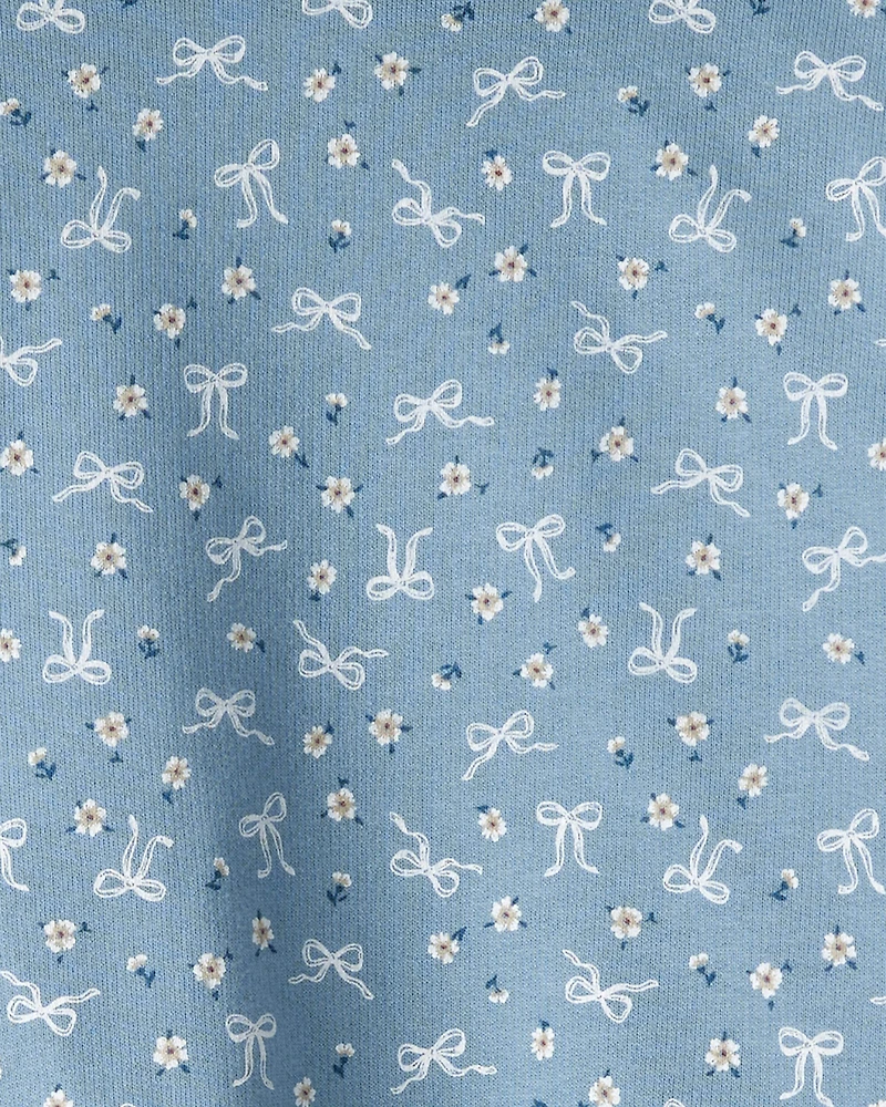 Toddler Girl 2-Piece Bow Print Cotton Long-Sleeve Hoodie & Pant Set - Blue