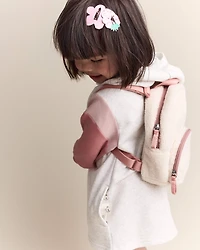 Heart Sherpa Backpack - Cream/Pink