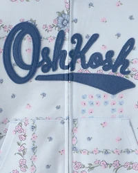 Girls Floral OshKosh Logo Zip-Up Hoodie