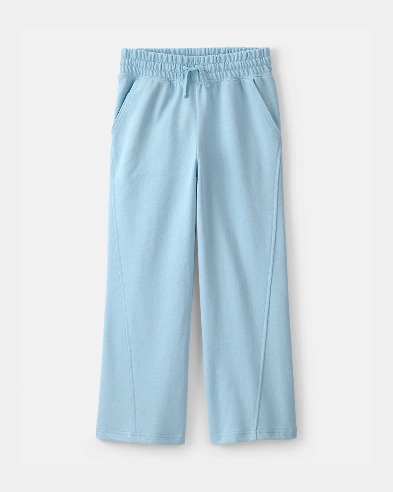 Girls French Terry Wide-Leg Pants - Blue
