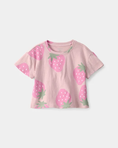 Baby Girl Strawberry Relaxed Top - Pink