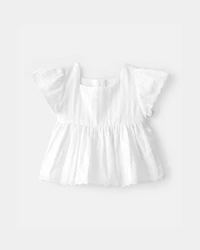 Baby Girl Short-Sleeve Ruffle Top - White