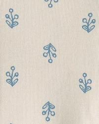 Toddler Girl Floral Ribbed Tee - Ivory