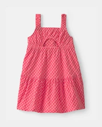 Baby Girl Gingham Tiered Dress - Coral