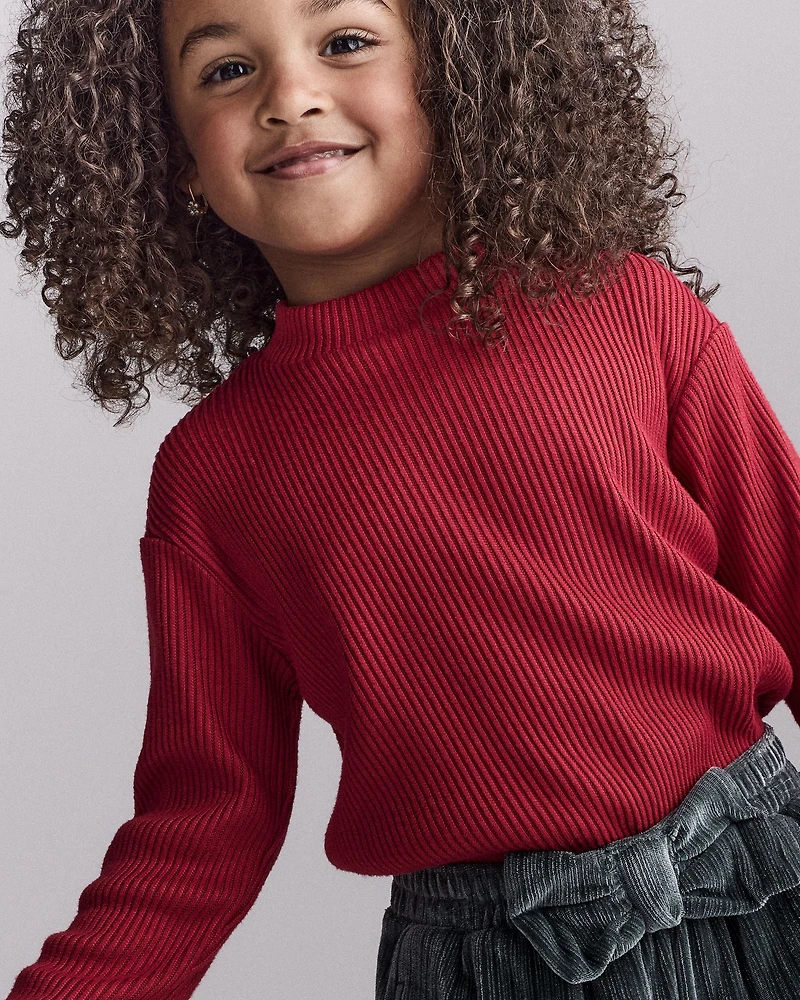 Toddler Girl Mock Neck Long-Sleeve Top - Red
