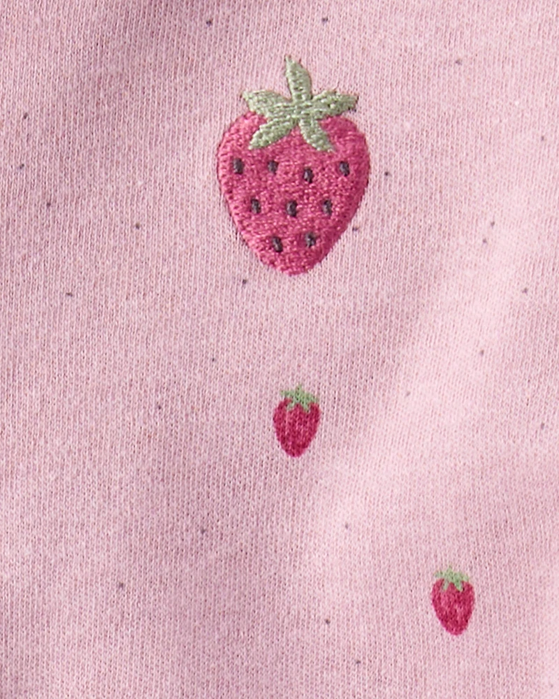 Baby Girl Strawberry Print 100% Cotton Sleep & Play Pajamas - Pink