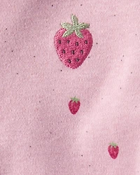 Baby Girl Strawberry Print 100% Cotton Sleep & Play Pajamas - Pink