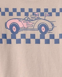 Toddler Boy Alligator Race Car Graphic Tee - Tan