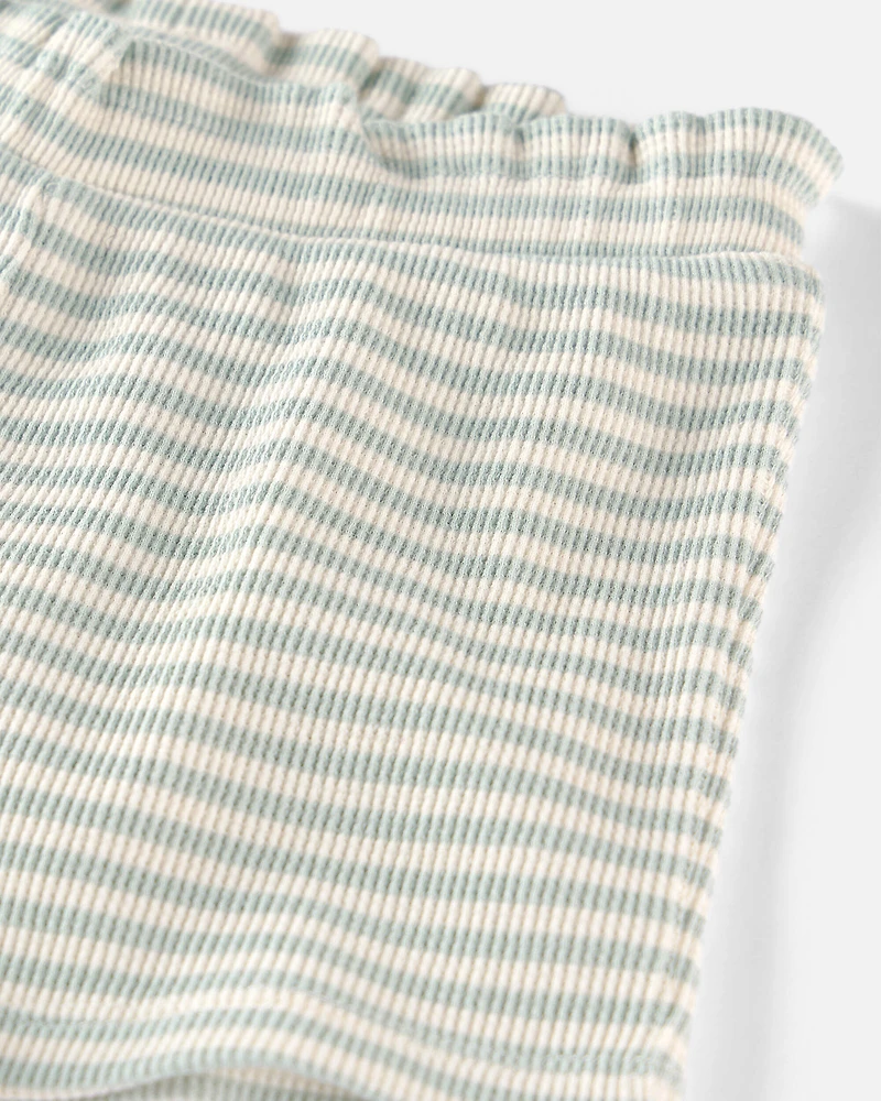 Toddler Girl 2-Piece Organic Cotton Waffle Knit Top & Short Set in Stripes