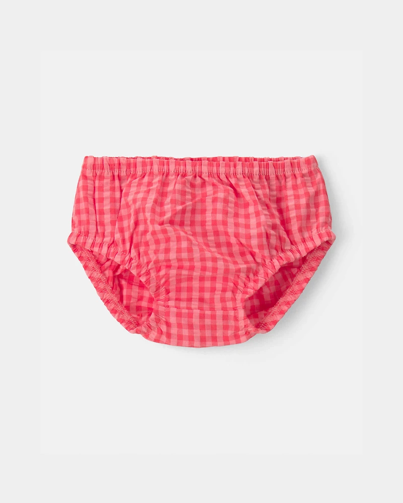 Baby Girl Gingham Sleeveless Dress - Coral