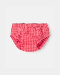 Baby Girl Gingham Sleeveless Dress - Coral