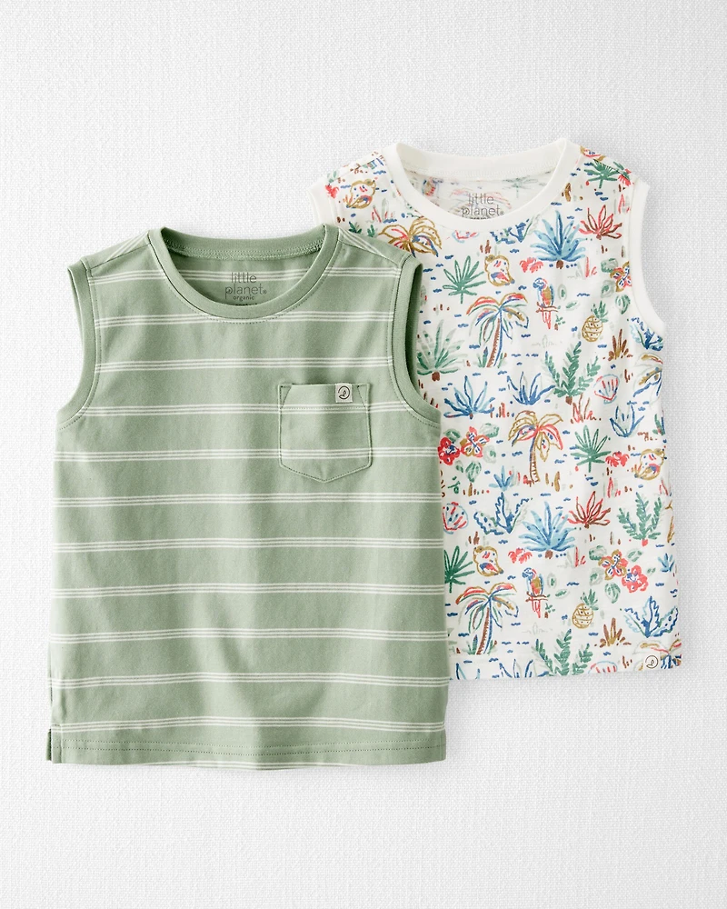 Toddler 2-Pack Organic Cotton Tropical Knit Tanks