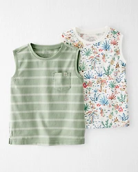 Toddler 2-Pack Organic Cotton Tropical Knit Tanks
