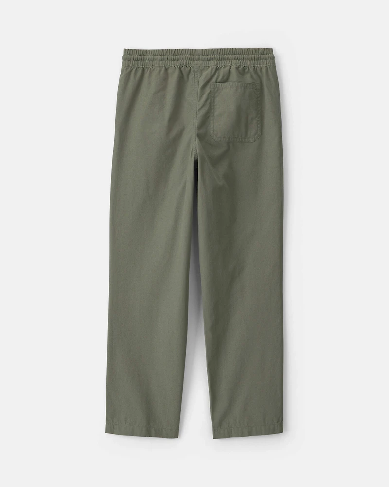 Boys Pull-On Canvas Pants - Olive Green