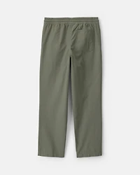 Boys Pull-On Canvas Pants - Olive Green