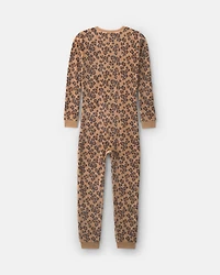 Girls 1-Piece Leopard DreamPlush Snug Fit Pajama - Brown