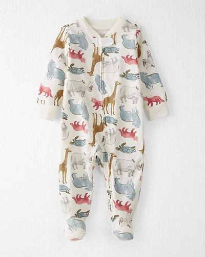 Baby Organic Cotton Sleep & Play Pajamas in Wildlife Animals