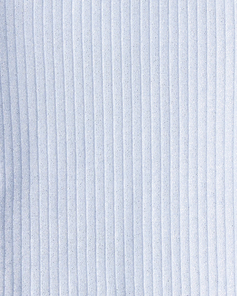 Baby Girl Shimmer Rib Mock Neck Top - Blue