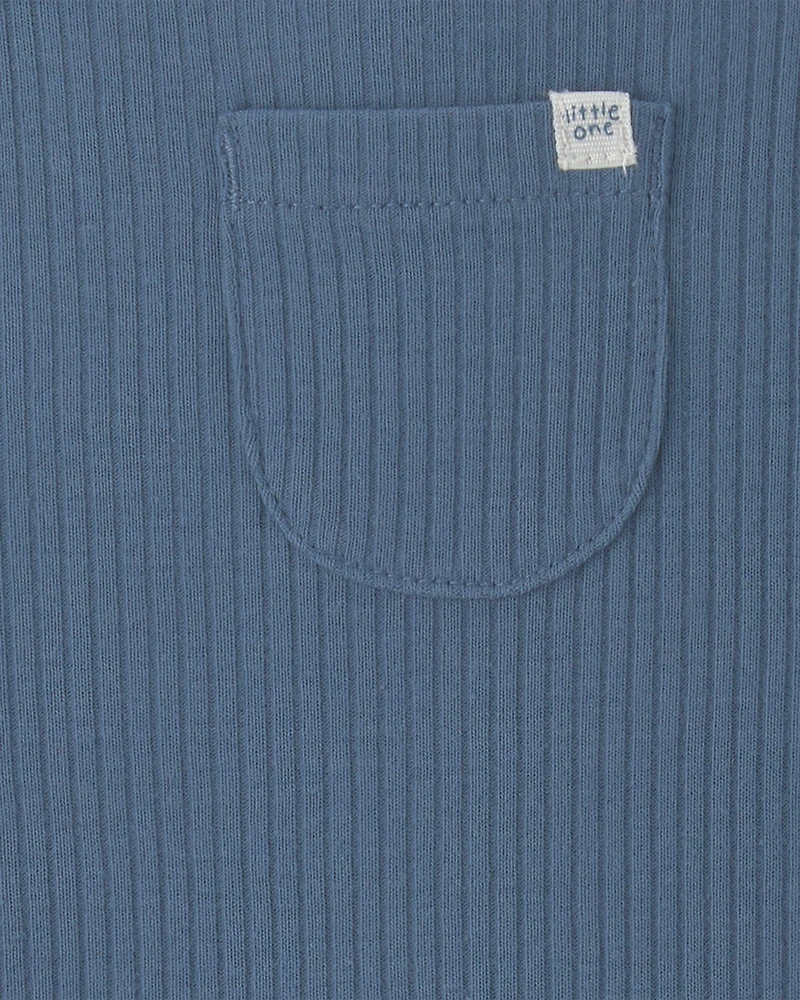 Baby Boy 2-Piece Safari Overall Set - Blue/Ivory