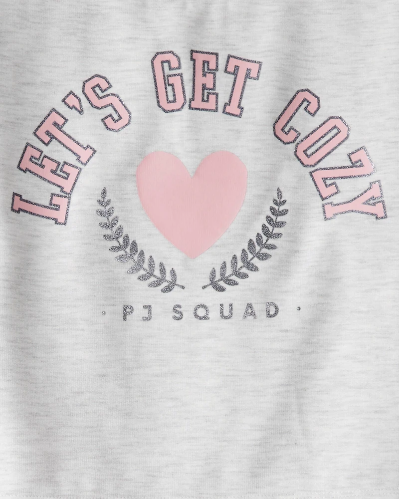 Girls Heart Fleece Loose Fit 2-Piece Pajamas