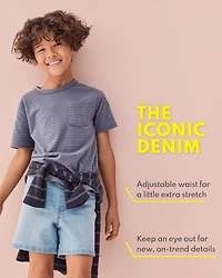 Kid Pull-On Denim Shorts - Navy