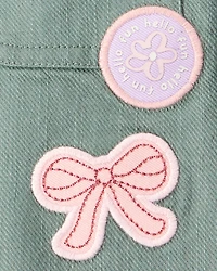 Baby Girl Patchwork Cotton Long-Sleeve Utility Fashion Jacket - Green