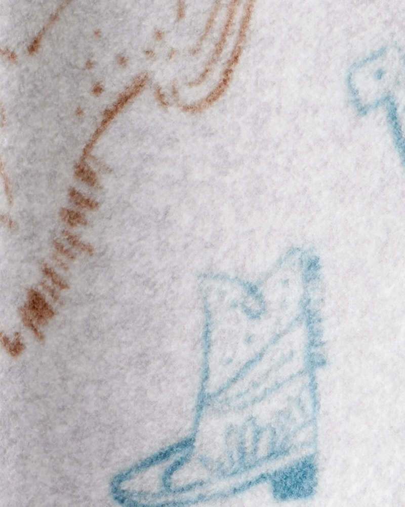 Baby Boy Western Cowboy Print Loose Fit Long-Sleeve Sleep & Play Pajamas - Grey