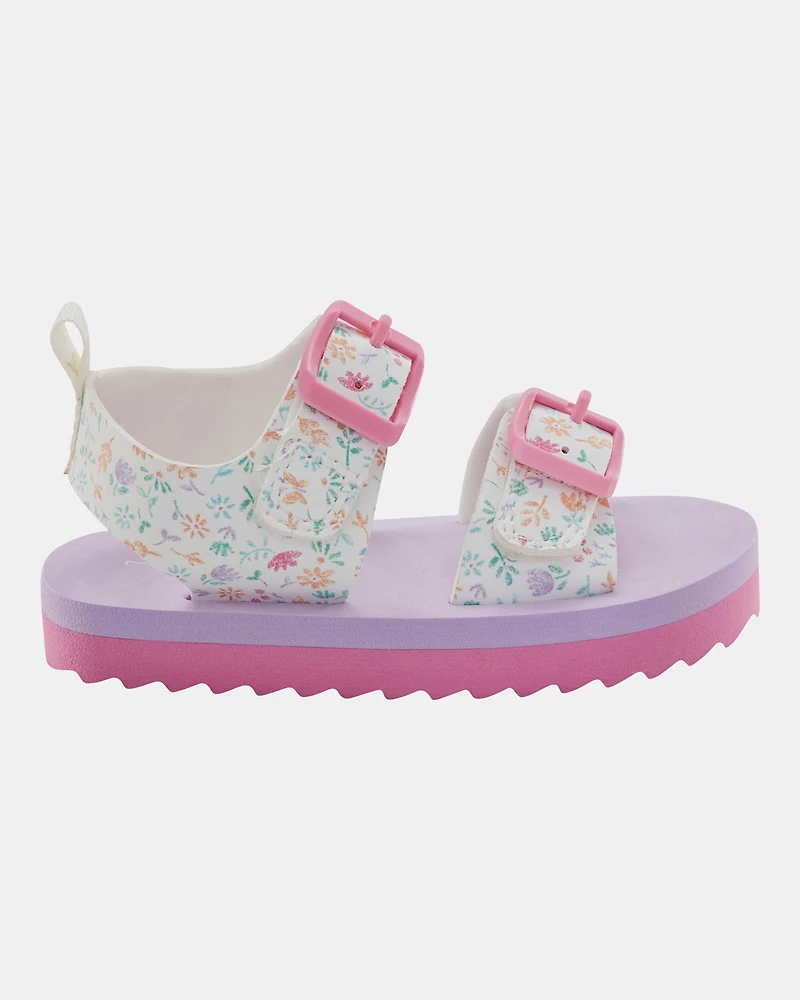 Toddler Casual Floral Sandals - Pink/White