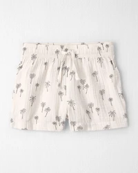 Toddler Boy 2-Piece Organic Cotton Gauze Top & Short Set in Palm Trees