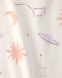 Girls Space Constellation Tie-Dye 100% Cotton Snug Fit 4-Piece Pajama Set - Purple